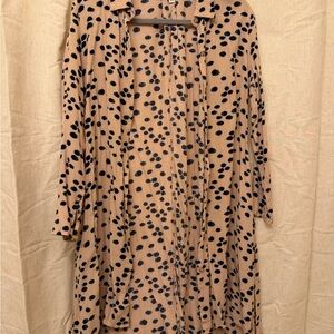 Davi & Dani Beige Black Polka Dot Long Cardigan Duster Women’s Small